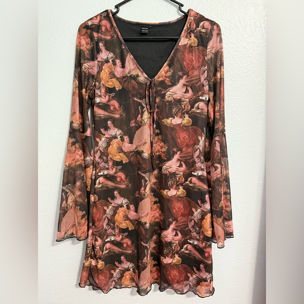 Artistic Print Long Sleeve Dress